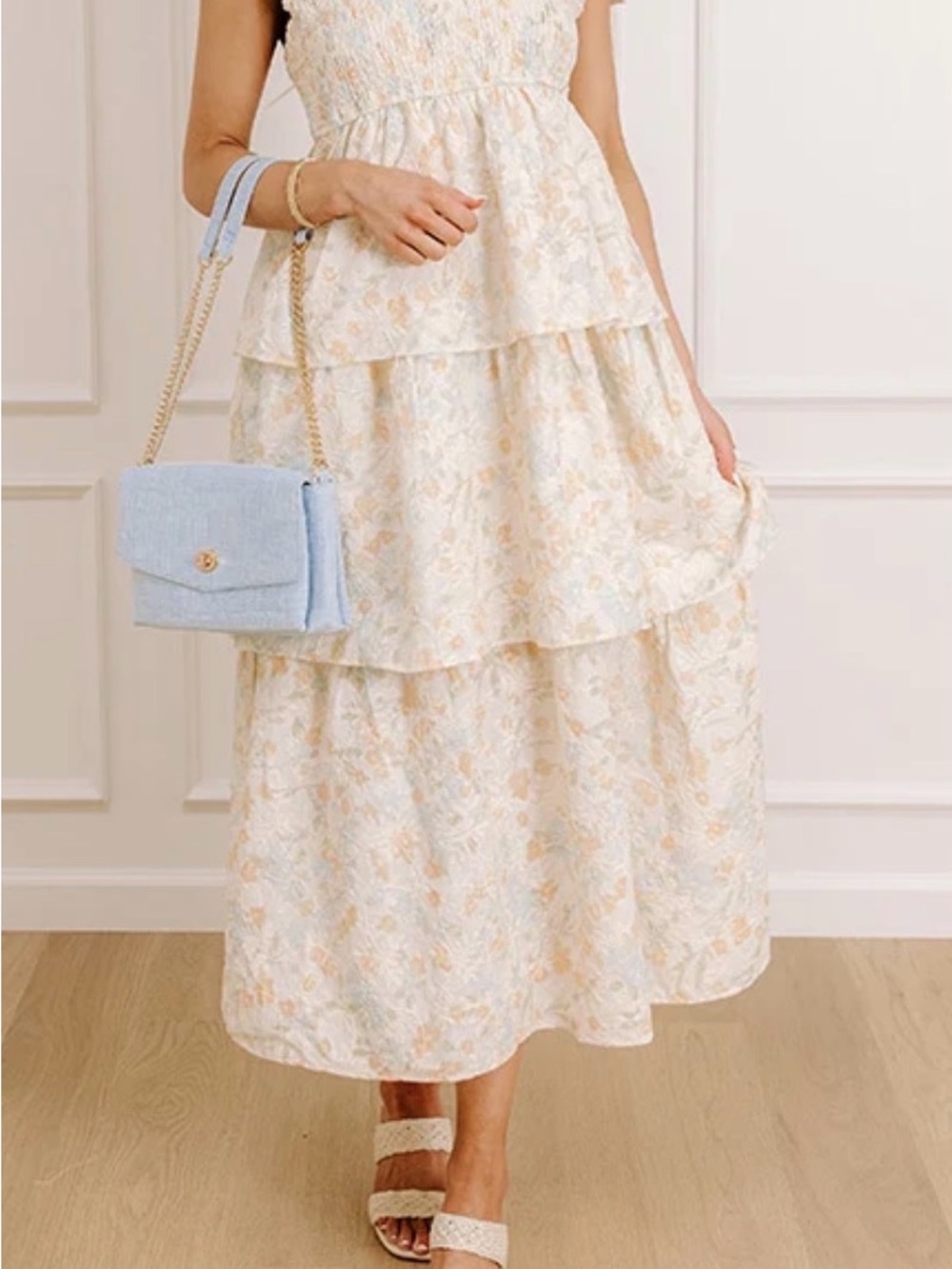 Impressions Whimsical Wonders Embroidered Tiered Midi Dress